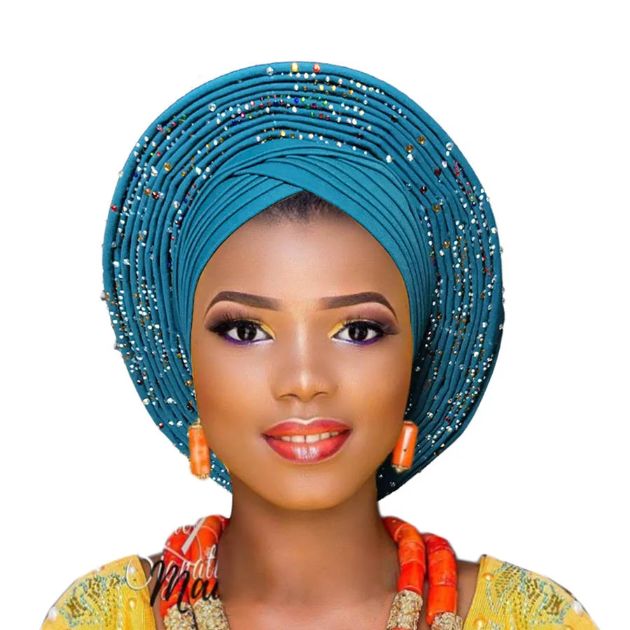Авто геле aso oke головной убор для aso ebi готов носить головной убор геле