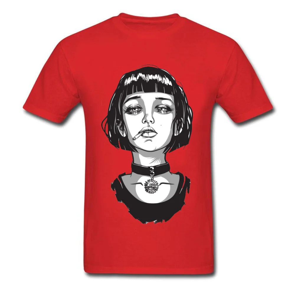 1847126mathilda1 T Shirt Retro Round Collar Unique Short Sleeve 100% Cotton Men T Shirt Classic Tops Tees Free Shipping 1847126mathilda1 red