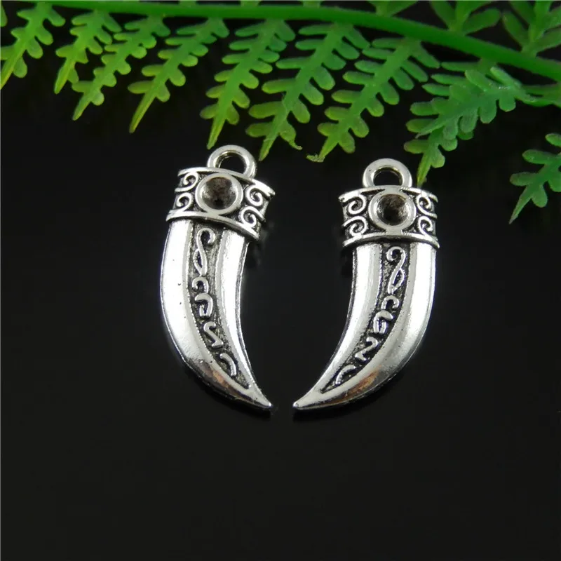 GraceAngie Wholesale 20pcs Imitation Wolf Tooth Shape Pendants Charms Silver Color Finding Jewelry Key Chain Accessary | Украшения и