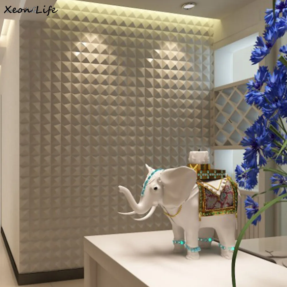 

ISHOWTIENDA New 1pc 30*30*0.8cm PE Foam 3D Self-adhesive Wall Stickers Decor Tile Waterproof Wall Stickers Living Room Bedroom