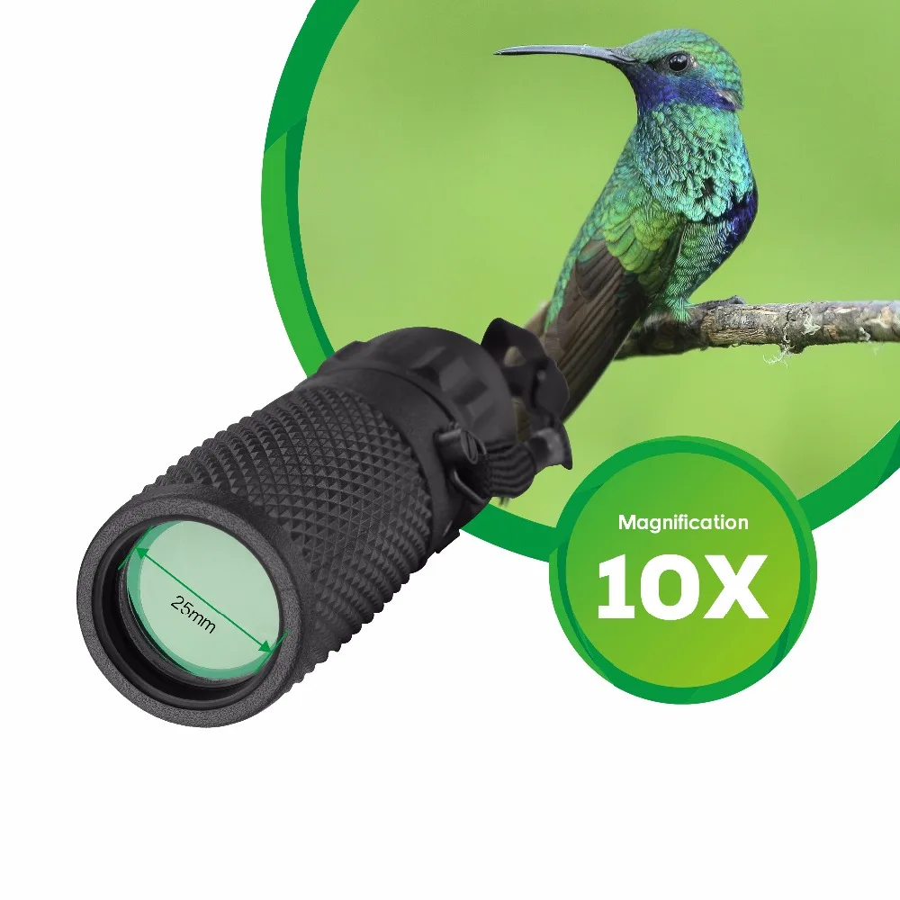AOMEKIE جيب حجم أحادي 10X25 HD البصرية عدسة في الهواء الطلق الغولف مراقبة الطيور التخييم تلسكوب البسيطة المحمولة الإكتشاف نطاق