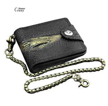 

Men Vintage Gold Crocodile Learhe Wallet Many Card Solts Purse With key Chain