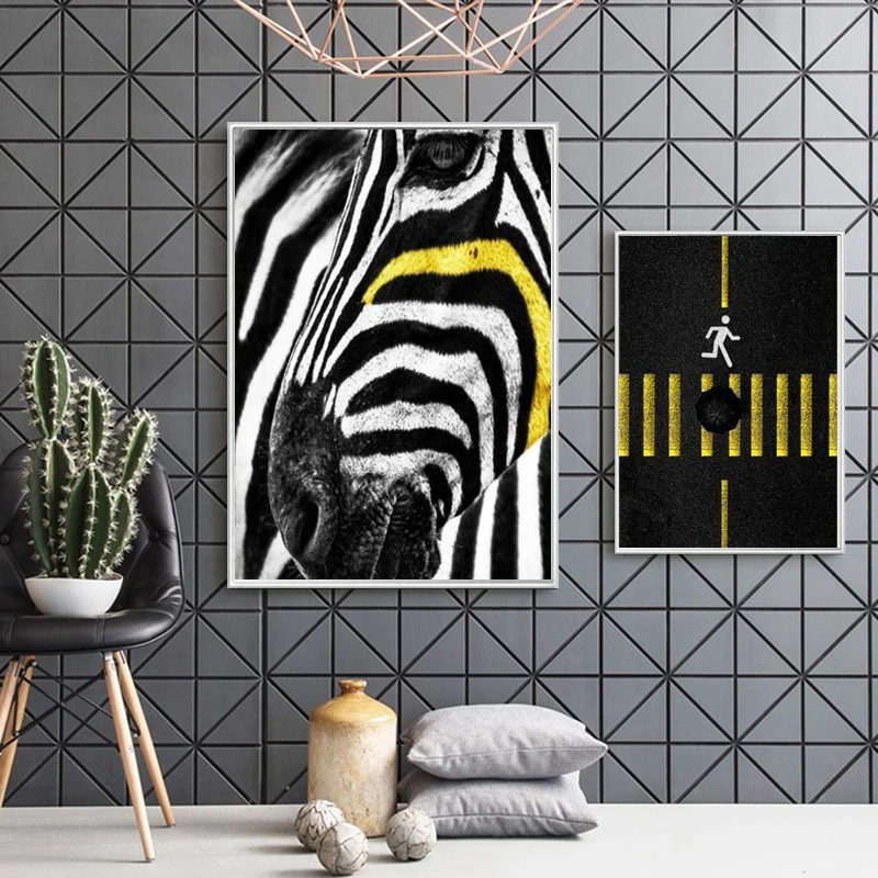 Абстрактная Настенная картина в полоску Скандинавская Картина на холсте Zebra