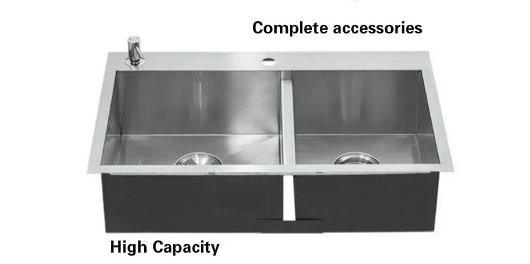 Стандартный индивидуальность кухня ручная мойка двойной паз пищевой нержавеющей стали 304 нержавеющая сталь прочный Лидер продаж 80x48 см