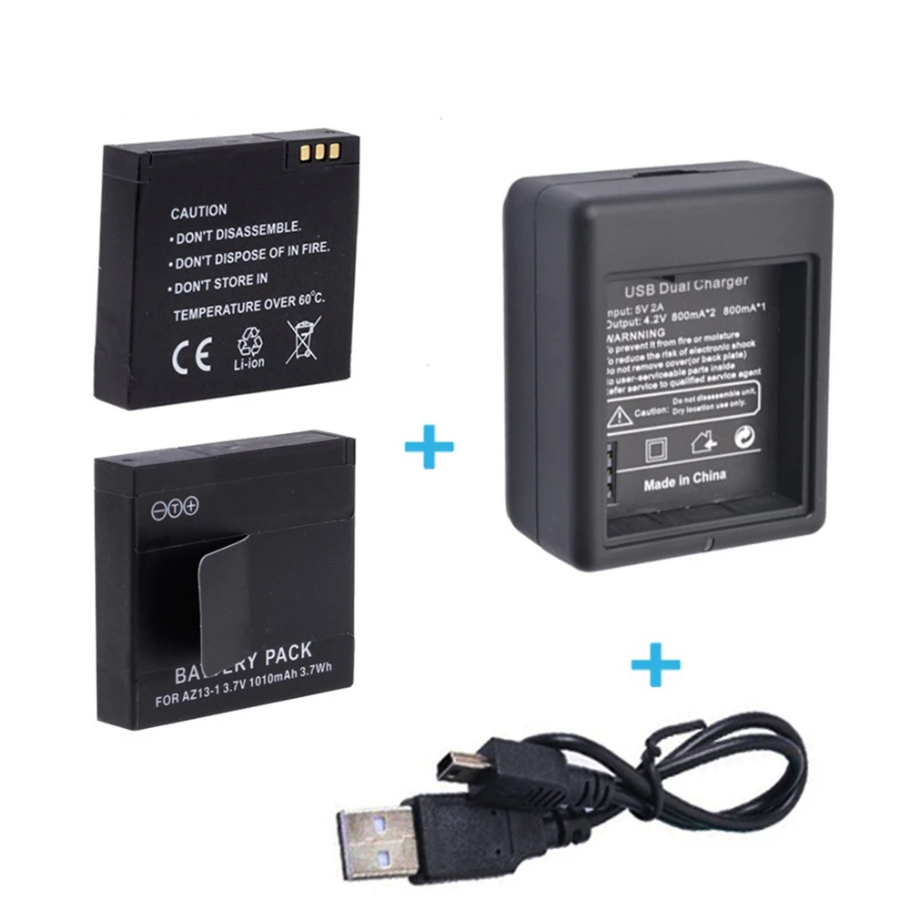 2 pcs xiaomi Xiaoyi yi Action Camera Battery+ 1pcs Charger 3.7V 1010mAH Diving Sport Batteries pack for Xiaoyi Sport Accessories (12)