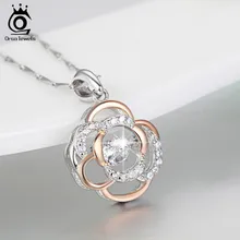Genuino 925 de Plata Lindo Colgante de Collar de Flores con 0.3 ct Movible Cristalino Brillante Rodio mezcló el Oro de Rose Plateado Collares SN12