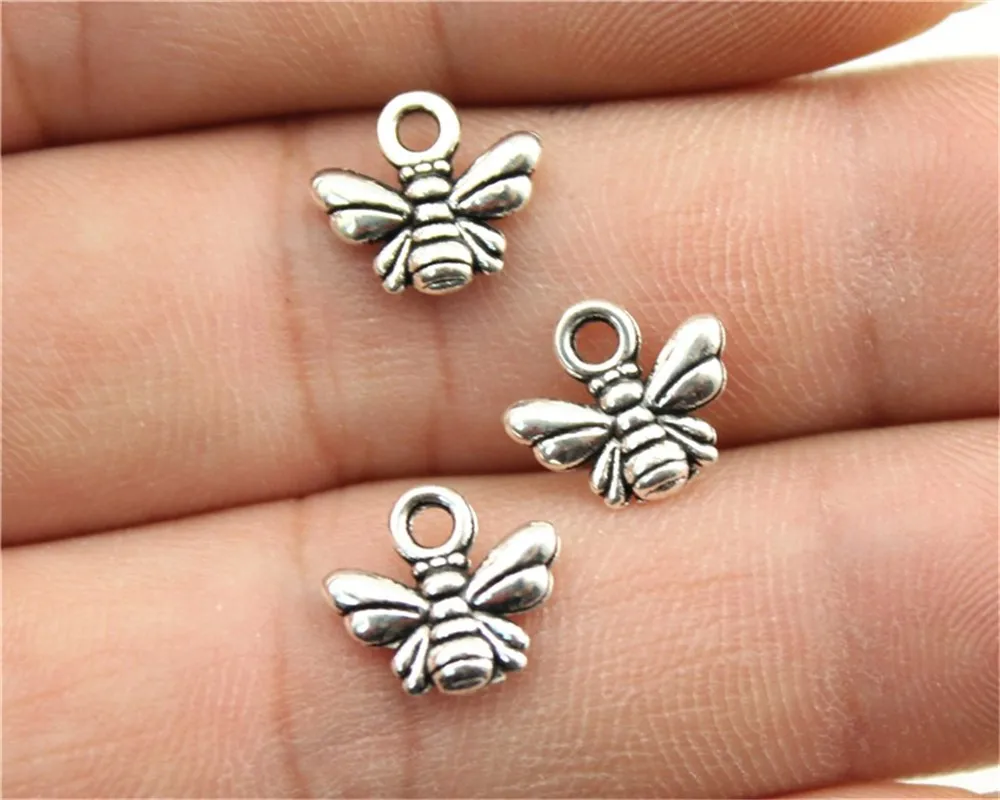 

WYSIWYG 30pcs 10x11mm 2 Colors Antique Silver Antique Bronze Small Bee Charms Bee Charms For Jewelry Making Honey Bee Charm