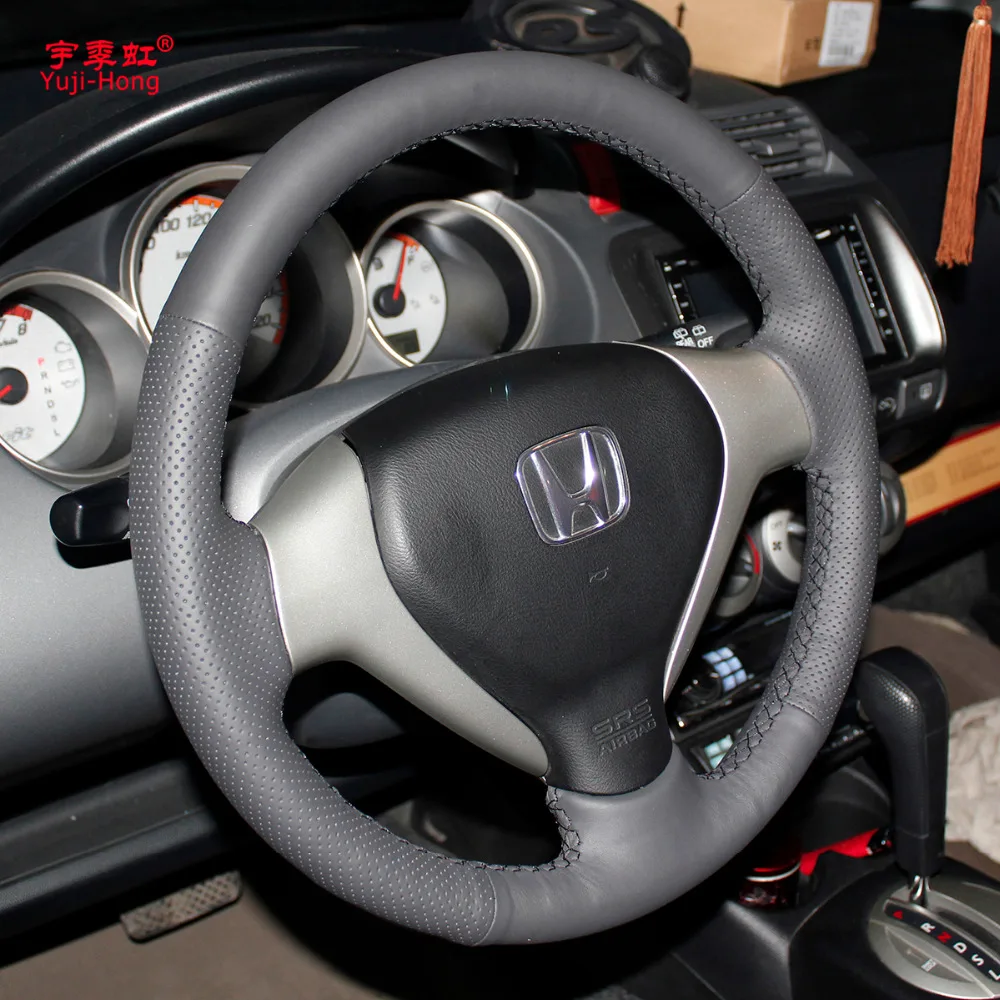 Чехлы рулевого колеса автомобиля Yuji Hong из искусственной кожи для HONDA Jazz Fit 2004 2007 CITY