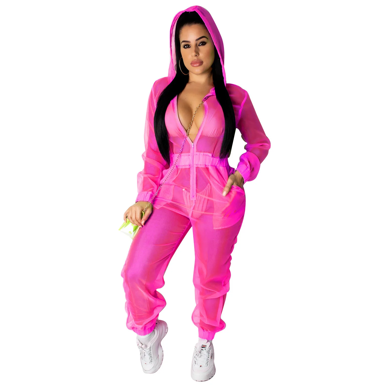 Women Fluorescence Color Jumpsuit 