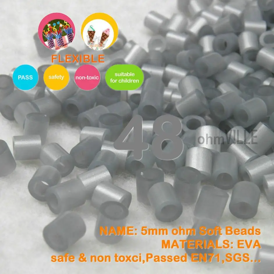 HOT Sale!!! 5mm SOFT flexible ohm Beads ( Silver ID48 ) 90 Colors For