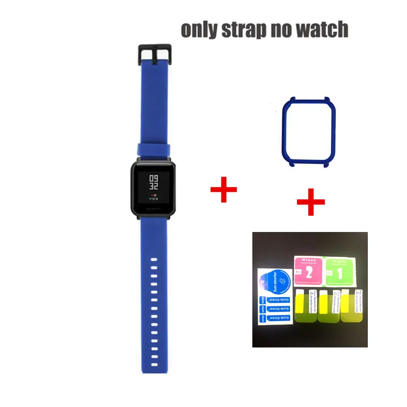 3 in1 Replacem силиконовый браслет Защитный чехол Крышка Пластик корпус из поликарбоната для Huami Xiaomi Amazfit Bip BIT PACE Lite+ 3х пленки - Цвет: 3