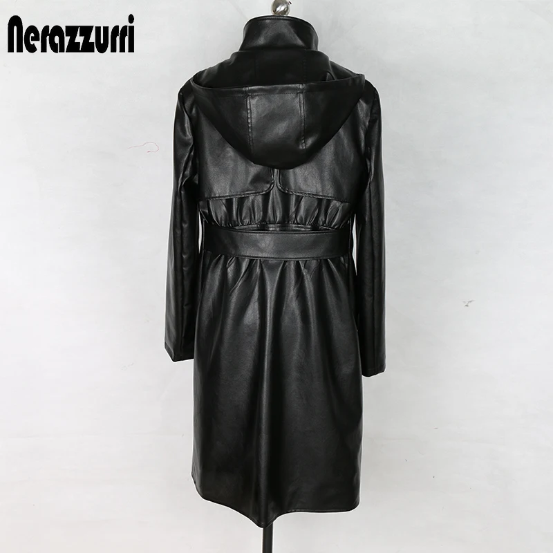 faux leather long coat womens