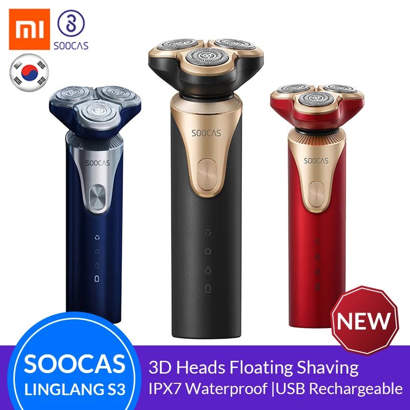 

Mijia SOOCAS S3 Electric Shaver For Men Washable 3 Cutter Head Dry Wet Shaving Wireless USB Rechargeable Waterproof Razor