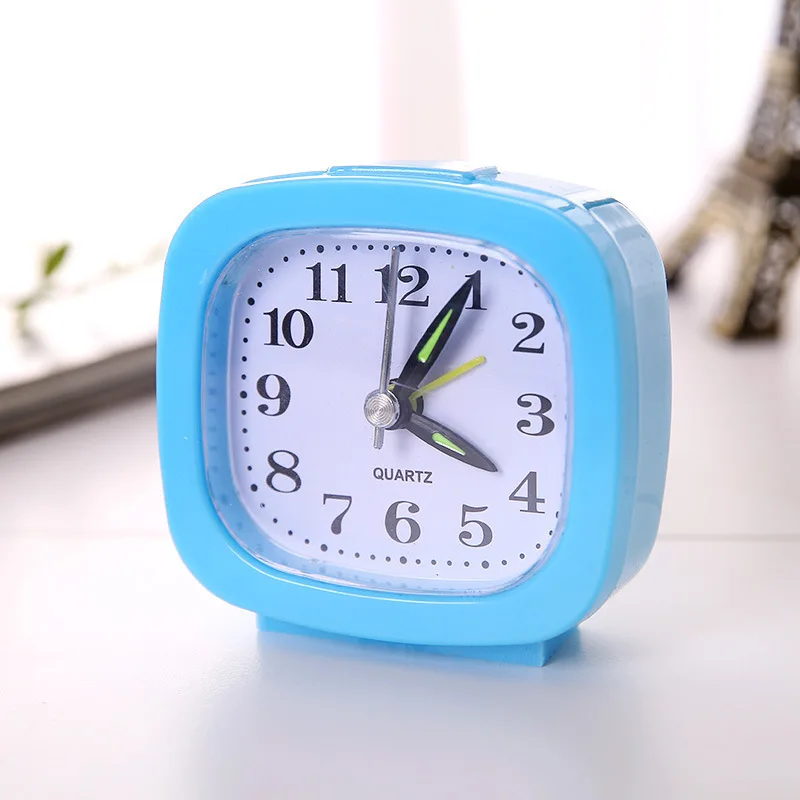 Fashion Square Small Bed Alarm Clock Transparent Case Compact Digital Alarm Clock Creative Cute Student Desk Table Clock
