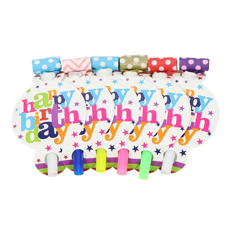 

6Pcs/lot Noise Maker Happy Birthday Theme Horn & Paper Trumpet Kid's Birthday Party Fittings Party Supplies Decorative Toys