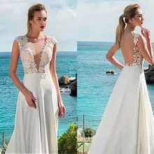 Новое поступление, пляжные свадебные платья, сексуальные платья с v-образным вырезом и иллюзией на спине без рукавов, длинные платья для невесты на заказ, vestido de noiva