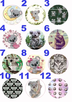 

Handmade 10mm~30mm Colorful picture Koala Round Glass Cabochons for Necklace Decoration and Phone Chain Accessaries60/PCS-200