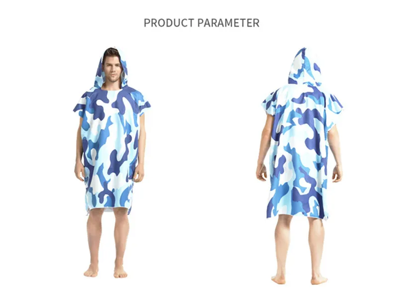 Океан Камуфляж Открытый с капюшоном пляжное полотенце печать изменение халат спортивное полотенце мода пончо синий для женщин и мужчин халат полотенце s