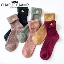 Женские носки с рисунками, Осень-зима, новые хлопковые носки с вышивкой в стиле Харадзюку, L127