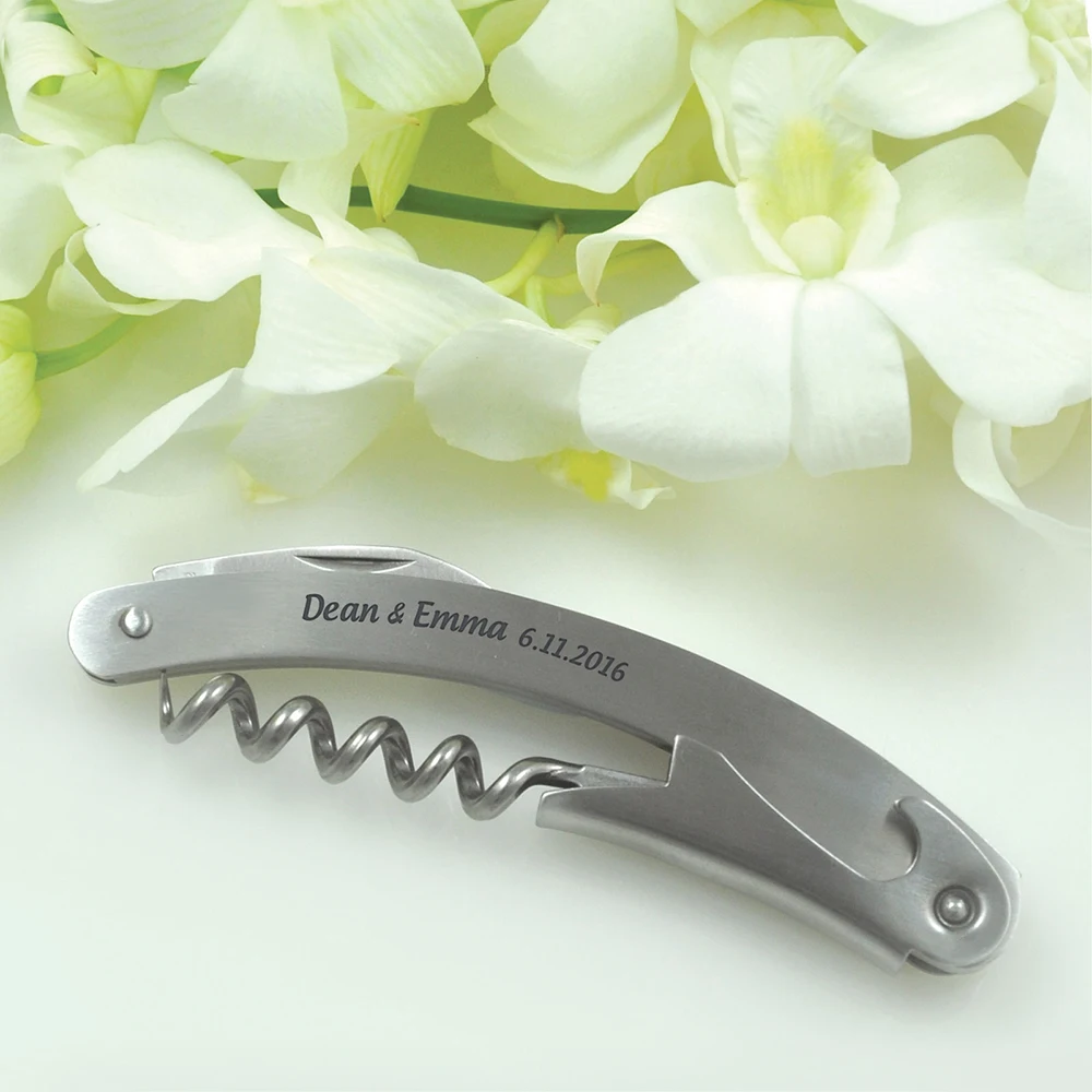 

Personalized Wedding Favor Souvenir Custom Corkscrew Wine Opener Beer Bottle Opener Free Engraving Wedding Party Gift Set of 50