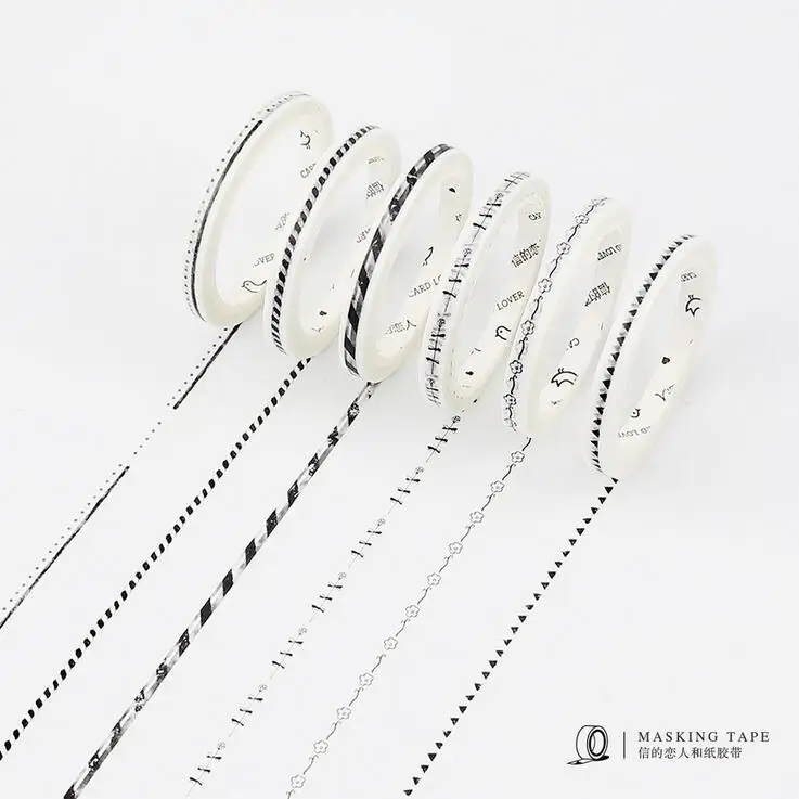 

0.5cm*7M Black White order Decorative Washi Tape DIY Scrapbooking Masking Craft Tape School Office Supply