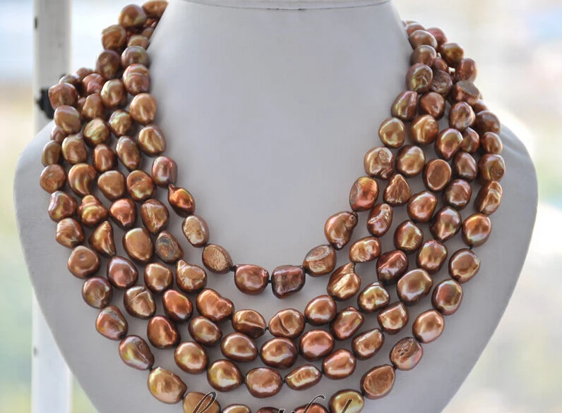 

Fast SHIPPING * Z6652 Long 14mm coffee baroque freshwater pearl necklace 100inch NEW