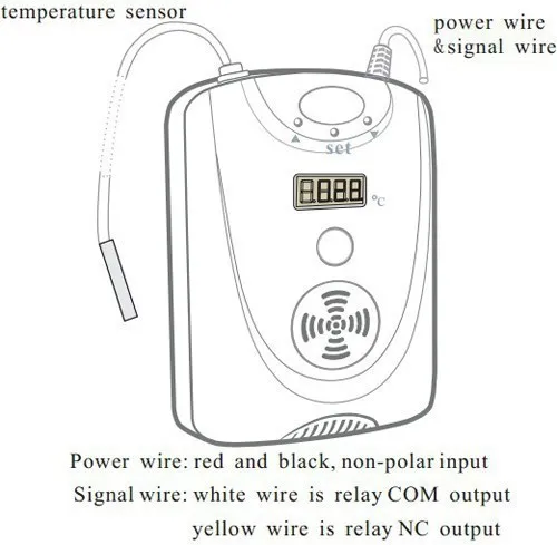 Проводной датчик температуры, светодиодный датчик сигнализации с релейным выходом N.O/N.C, для gsm pstn сигнализация