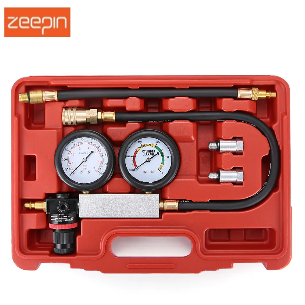 

Car Cylinder Leakage Tester Meter Kit Petrol Gas Engine Cylinder Leakage Diagnostic Pressure Compression Tester