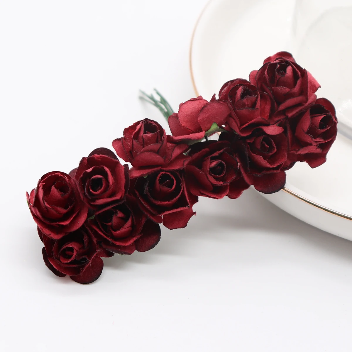 12 шт. 1,5 см мини бутоны роз декоративные Скрапбукинг искусственный цветок для домашнего декора свадебные украшения на день рождения - Цвет: 12