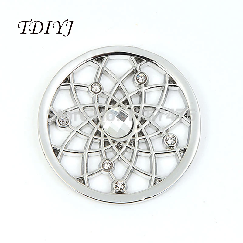 

TDIYJ 2pcs New 33mm My Coin Silver Alloy Multiple Trinity Beautiful Crystal Coin for Fashion Coin Holder F0-256A