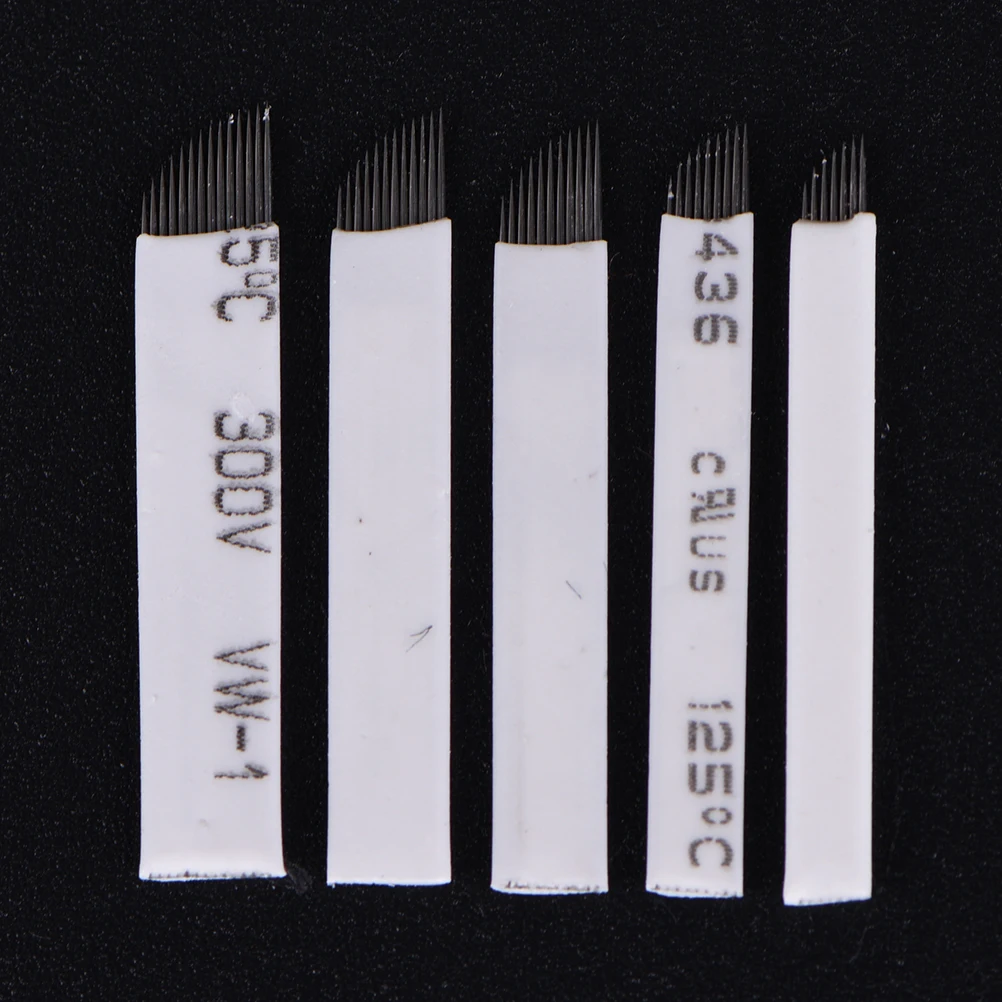 

10Pcs/Set 7/9//12/14 Pins Permanent Makeup Eyebrow Tattoo Needles Blade For 3D Embroidery Microblading Tattoo Pen accessory