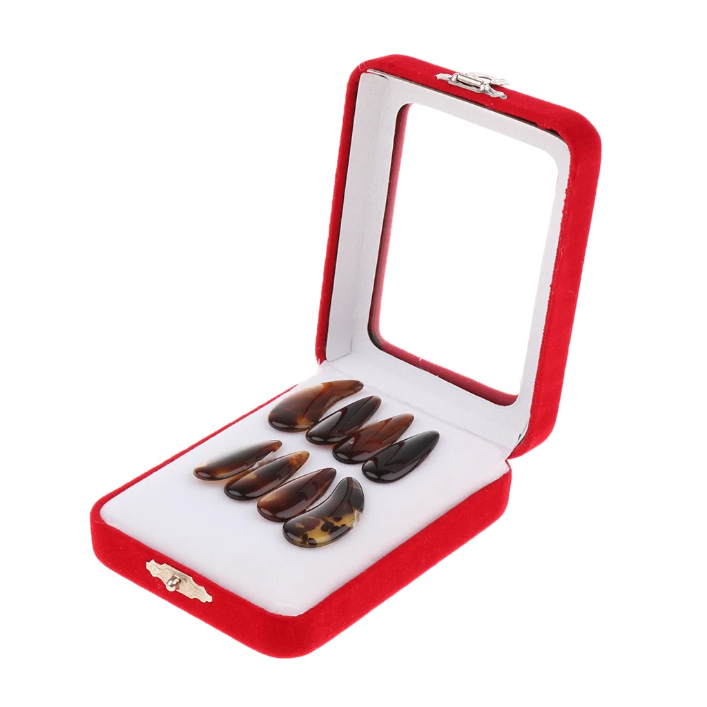 2 Pack Guzheng Nail Chinese Zither Koto Finger Picks with Carry Case for Children Adults Playing