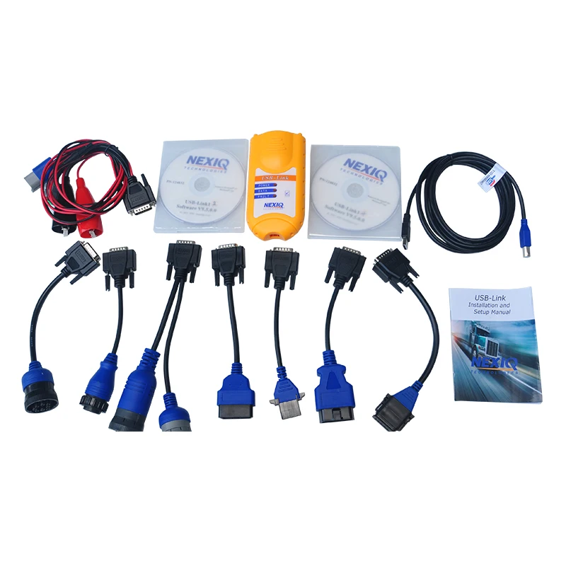 NEXIQ 125032 USB LINK With Bluetooth 4CD Software Full Set Adapter Connector Cables Diesel Heavy Duty Diagnostic Scanner Tool