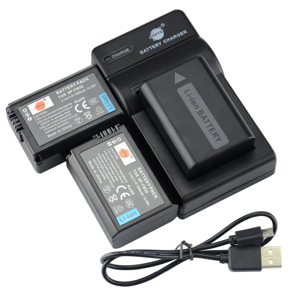 

DSTE 3PCS 1950 mAh NP-FW50 np fw50 Battery with USB Charger for Sony NEX-7 NEX-5N NEX-5R NEX-6 NEX-3 Alpha 6500 ILCE-6500