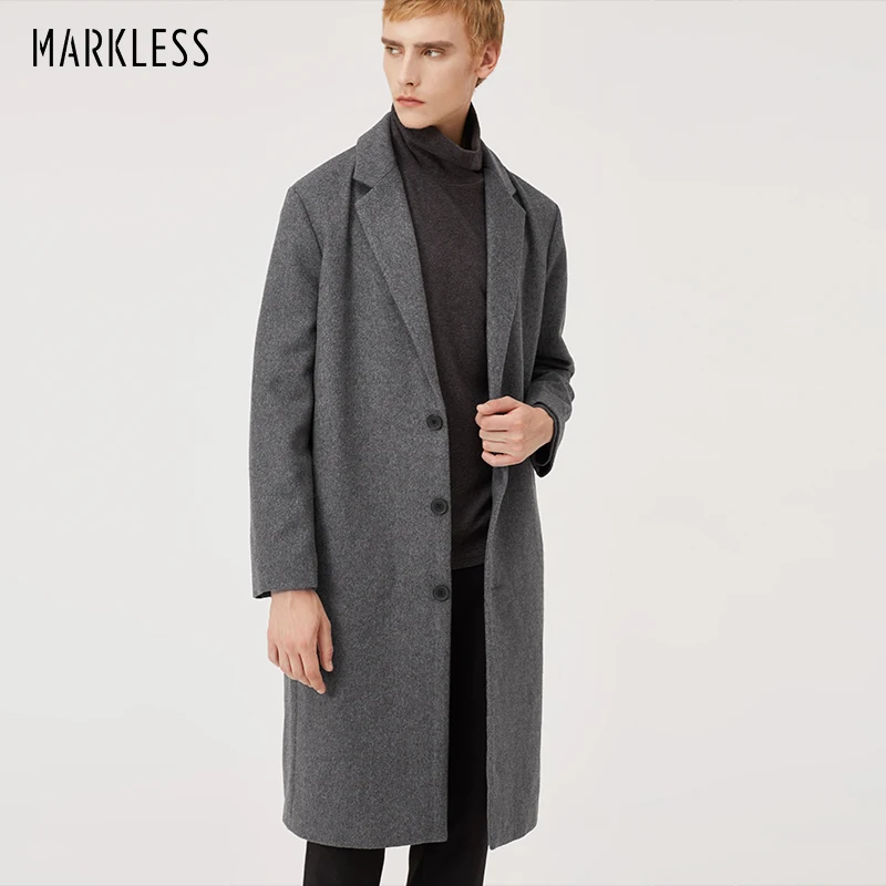 Markless Зимняя шерстяная куртка и пальто Мужская jaqueta masculina толстое теплое шерстяное пальто для джентльмена chaqueta hombre WTA8164M