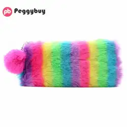 Женская плюшевая кожаная косметичка с героями мультфильмов, Женский дорожный кейс для косметики, на молнии, косметички, сумка для хранения