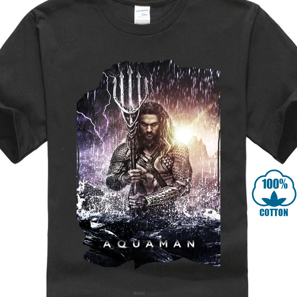 

Men's Jason Momoa As Aquaman Poster 2017 T Shirt Anime Summer Style Tees Male Harajuku Top Fitness Brand Clothing