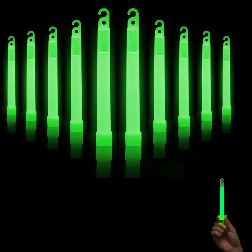 10pcs Plastic 15 cm Green Light Up Glow Sticks With Hook Wedding