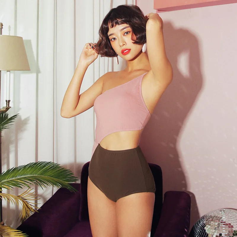 

For Womens Swim Wear Women's Summer Suit Swimsuits Women 2019 Swimsuit One Piece New Korea Sexy Irregular High Waist Color Beach