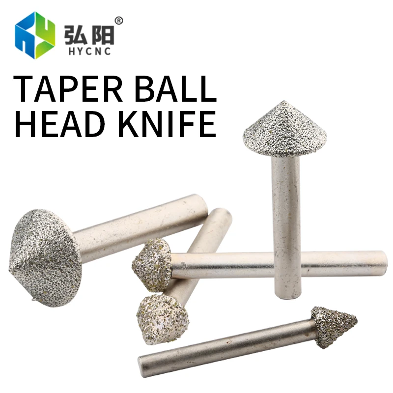 

2 PCS Engraving machine tool granite taper plating ball head stone knife bluestone embossed round carving knife
