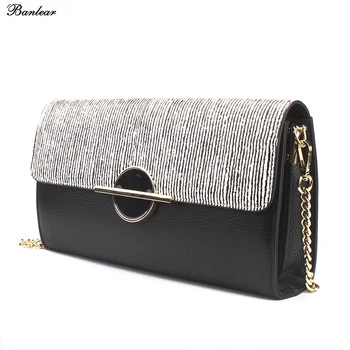 

Brand Banlear Black Women Genuine Leather Shoulder Bags Female Cow Leather Chain bags Satchels