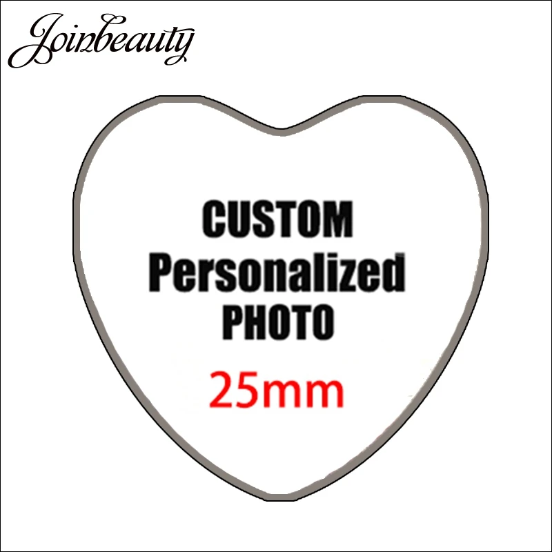 JOINBEAUTY Custom Personalized Heart Shape Glass Cabochon Photo Charms For Keychain Earrings Demo Flat Back Making Findings NA01
