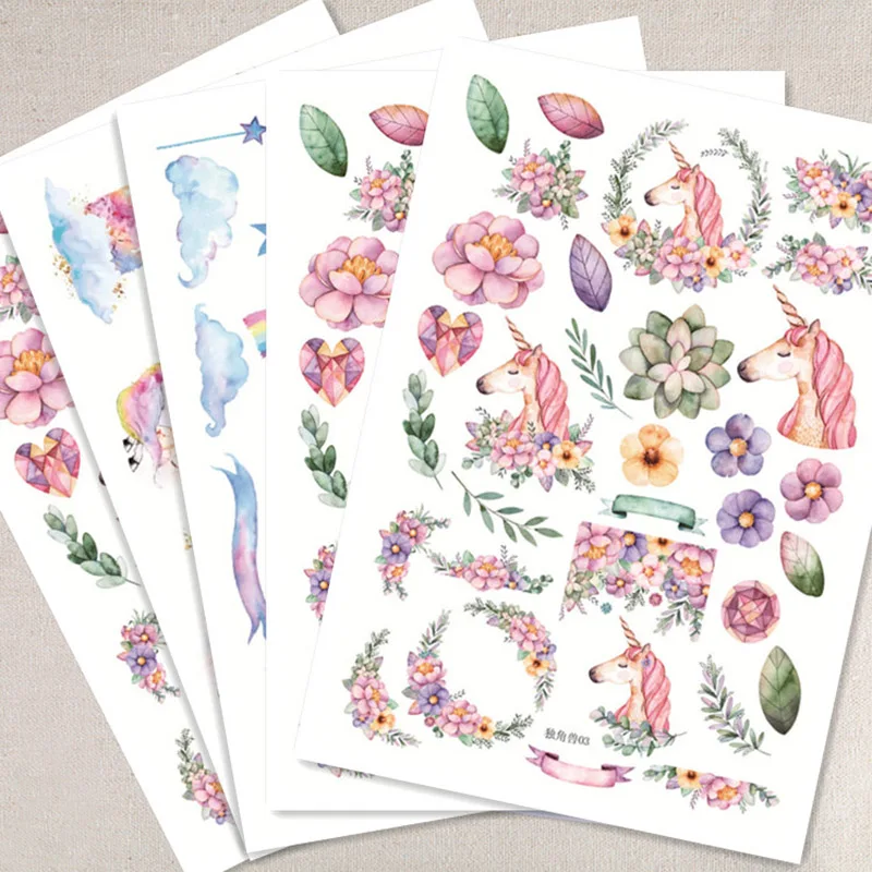 

1Piece Creative Kawaii Unicorn Sticky Paper Cute Decorative Stickers For Kids Diary Photo Album Scrapbooking Student Supplies