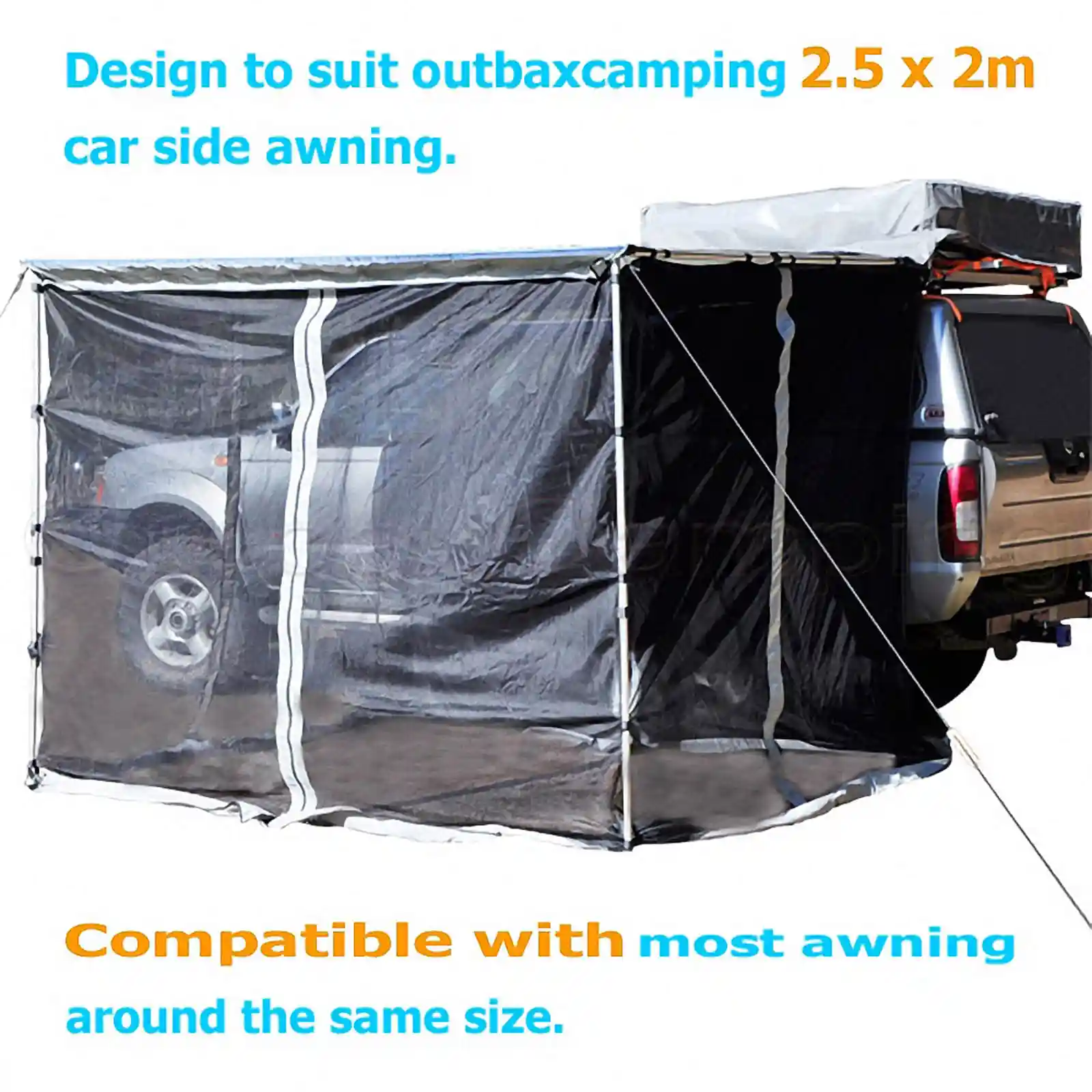 25m X 2m Awnings Net For Car 4wd Mosquito Mesh Side Outdoor Camper