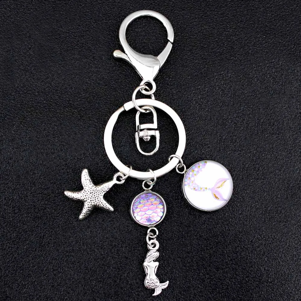 

Mermaid Unicorn Keychains Compass Bag Key Chain Lobster Clasp Key Hook Chain Key Ring Jewelry Lady Girls Women Men Keyring Gift