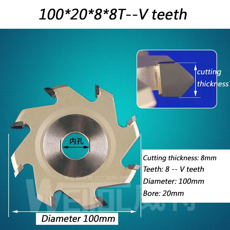 100 мм 8 зубов TCT канавок 6 зубов щелевой резак " Фрезерные фрезы по дереву отверстие: 20 мм толщина резки 8 или 10 мм - Цвет: 8mm--8 Teeth