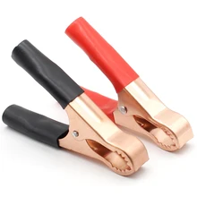 Clipes de teste de bateria de crocodilo, 2 peças, 50a, vermelho + preto 80mm, carro, caravan, van, clipes de chumbo, melhor promoção, clipes de jacaré conector de potência