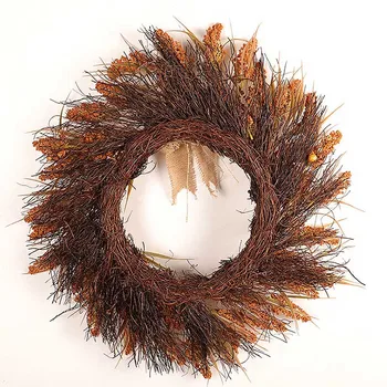 

Wreath Autumn Grain Wreath Artificial Flower Front Door Wedding Wall Home Garden Decor Party Suplies 45cm