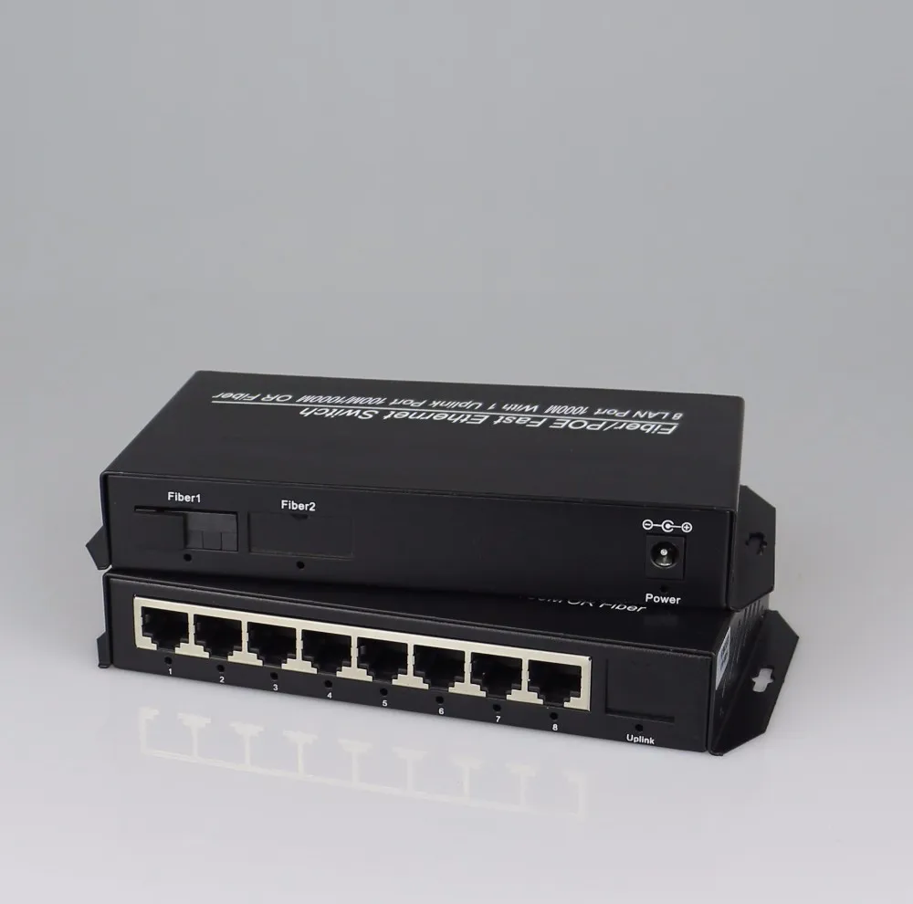 1 порт 1000 Мбит/с sc волокна и 8 портов RJ45 fast ethernet волокна переключатель Single-mode fiber media converter 20 км