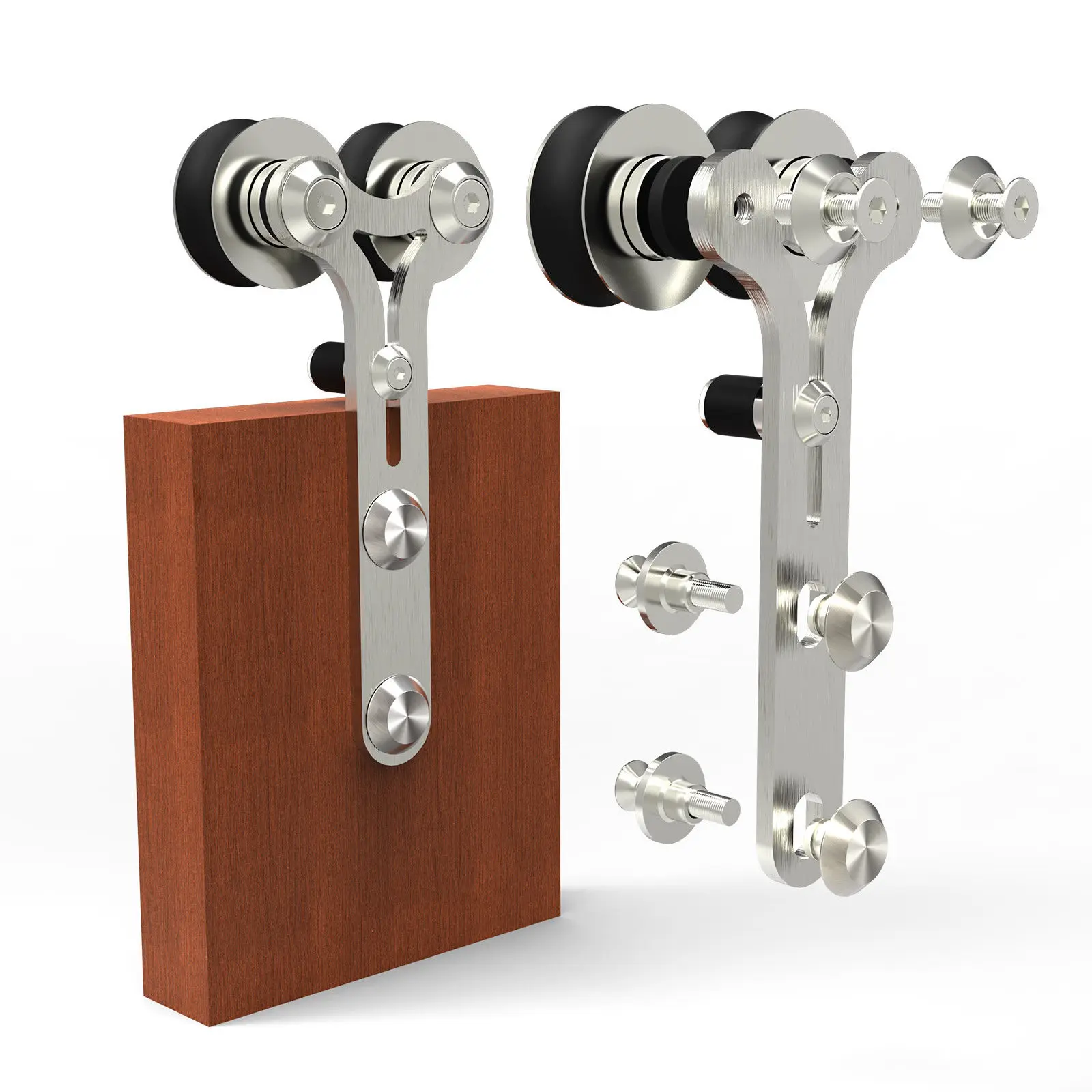 LWZH Stainless Steel Sliding Barn Door Hardware Basic Track Hardware Kit Y-Shaped with Big Roller Track Roller for Interio